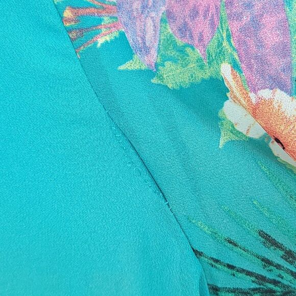 Soft Surroundings Floral Animal Print Blouse Roll Tab Sleeve Top - Picture 11 of 13